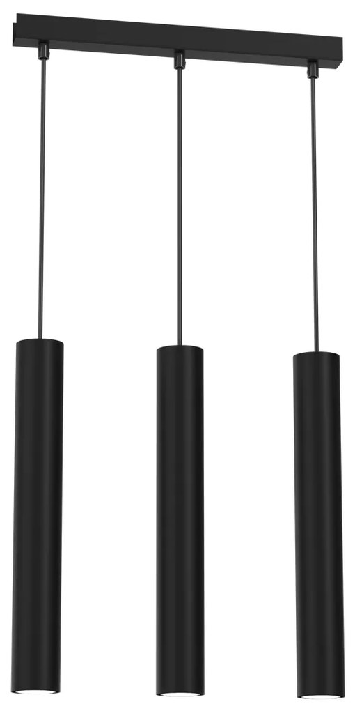Lampa wisząca HUDSON BLACK 3xGU10, czarna, potrójna, tuba, na listwie