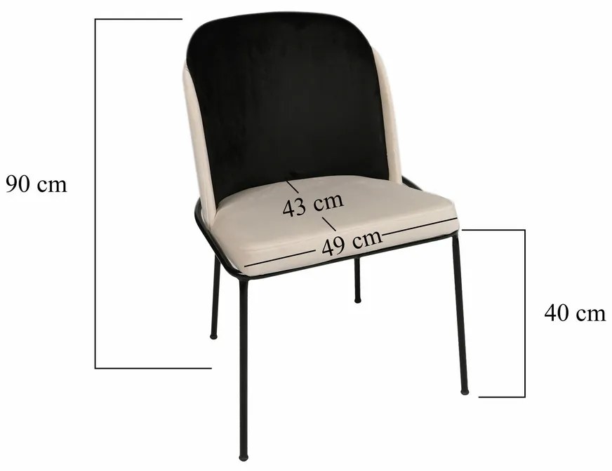 Zestaw krzeseł do jadalni Dore Black and Cream, 2szt., 2 szt.