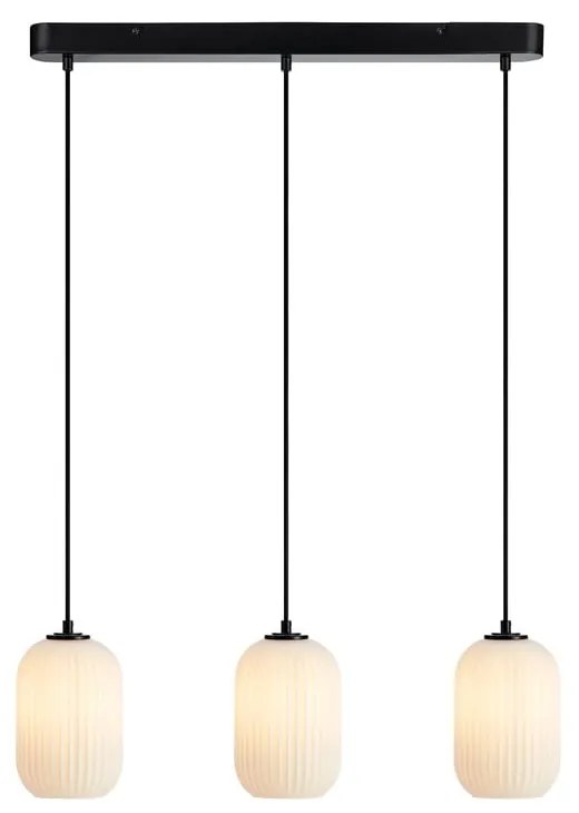 Czarno-biała lampa wisząca ze szklanym kloszem 14x72 cm Cava – Markslöjd