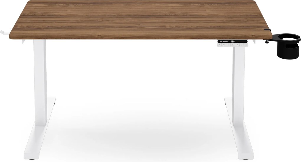 Biurko elektryczne z regulacją wysokości ergonomiczne białe/orzech,1200x600 mm: ARIA