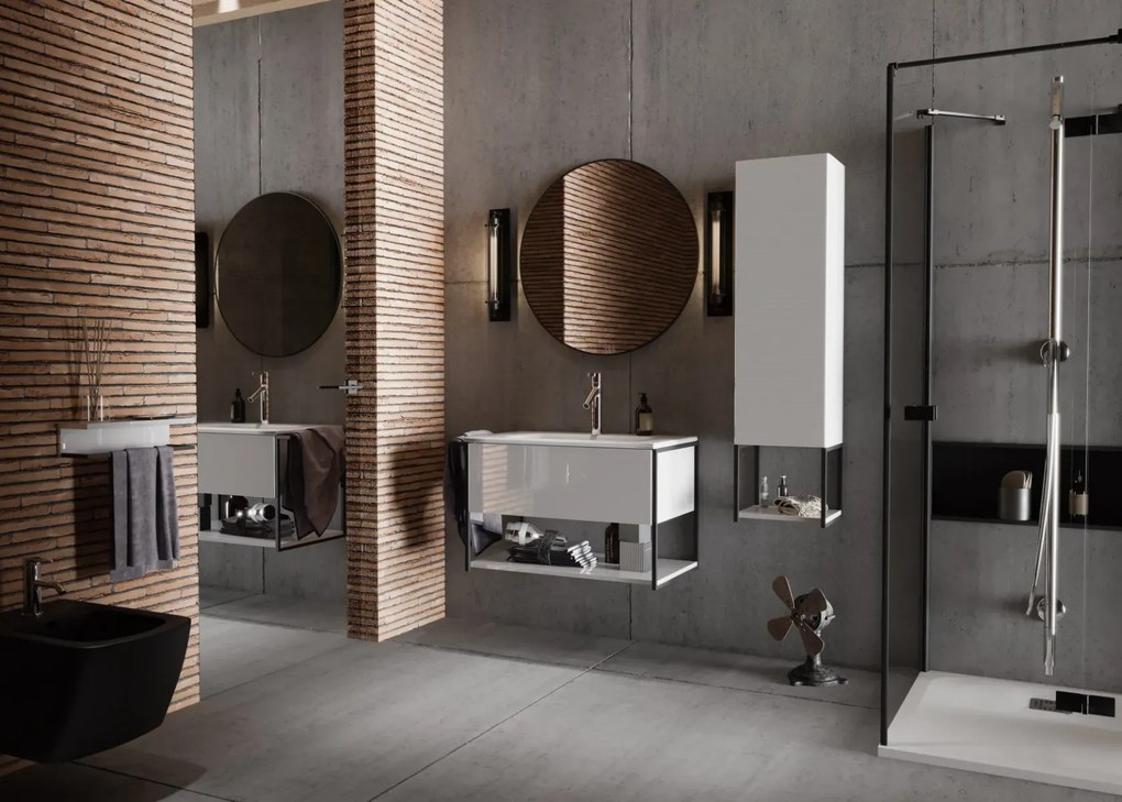 Szafka pod umywalkę LOV 80 cm biały połysk KROFAM