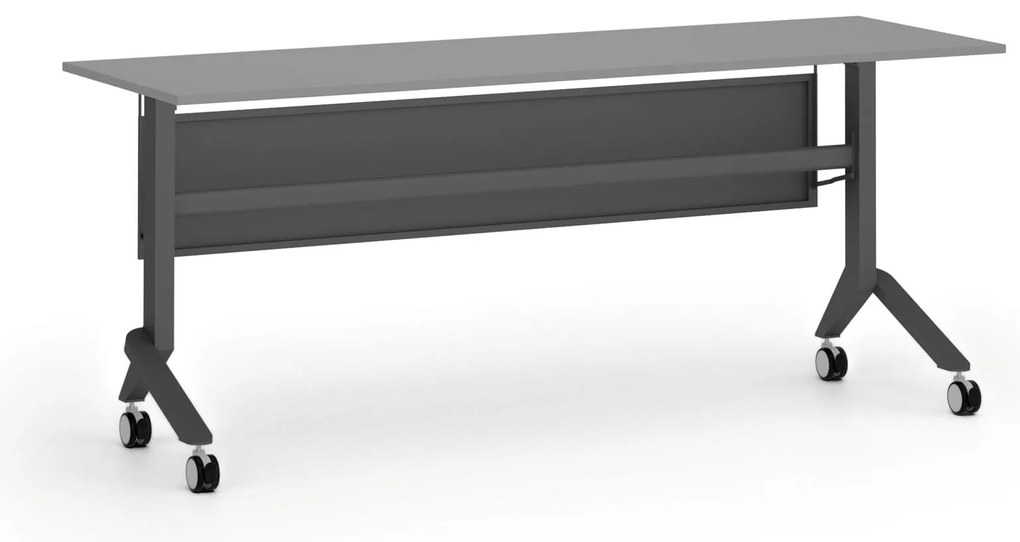 Mobilny stół PRIMO MOVE, 180x60 cm, czarna podstawa, grafit
