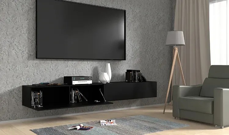 Czarna Wisząca Szafka Pod Tv 120 Cm E0-G64