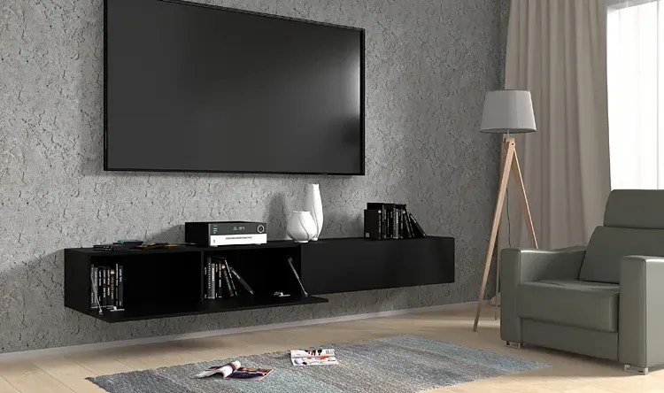 Czarna Wisząca Szafka Pod Tv 120 Cm Teriena 5X