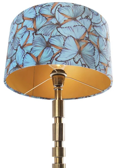 Lampa stołowa art deco brąz klosz welurowy motyle 35cm - Torre ArtDeco Oswietlenie wewnetrzne