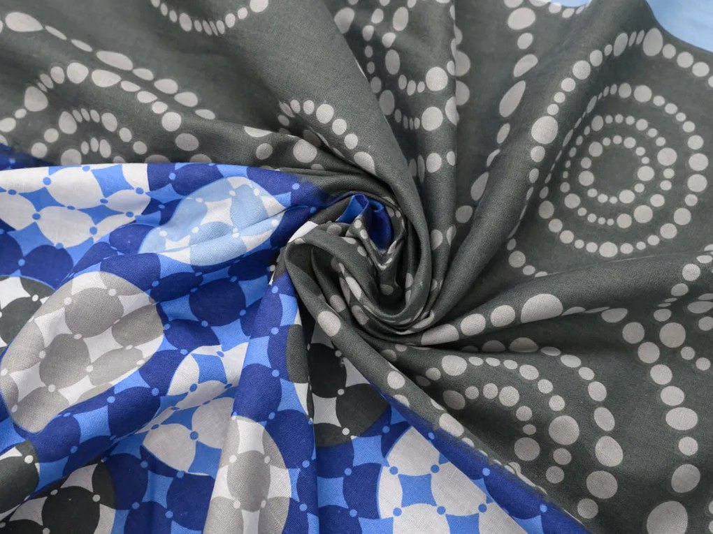 PrzytulneMieszkanie.pl PrzytulneMieszkanie.pl Pościel bawełniana CIRCLES BLUE, niebieska Rozmiar pościeli: 70 x 90 cm | 140 x 200 cm