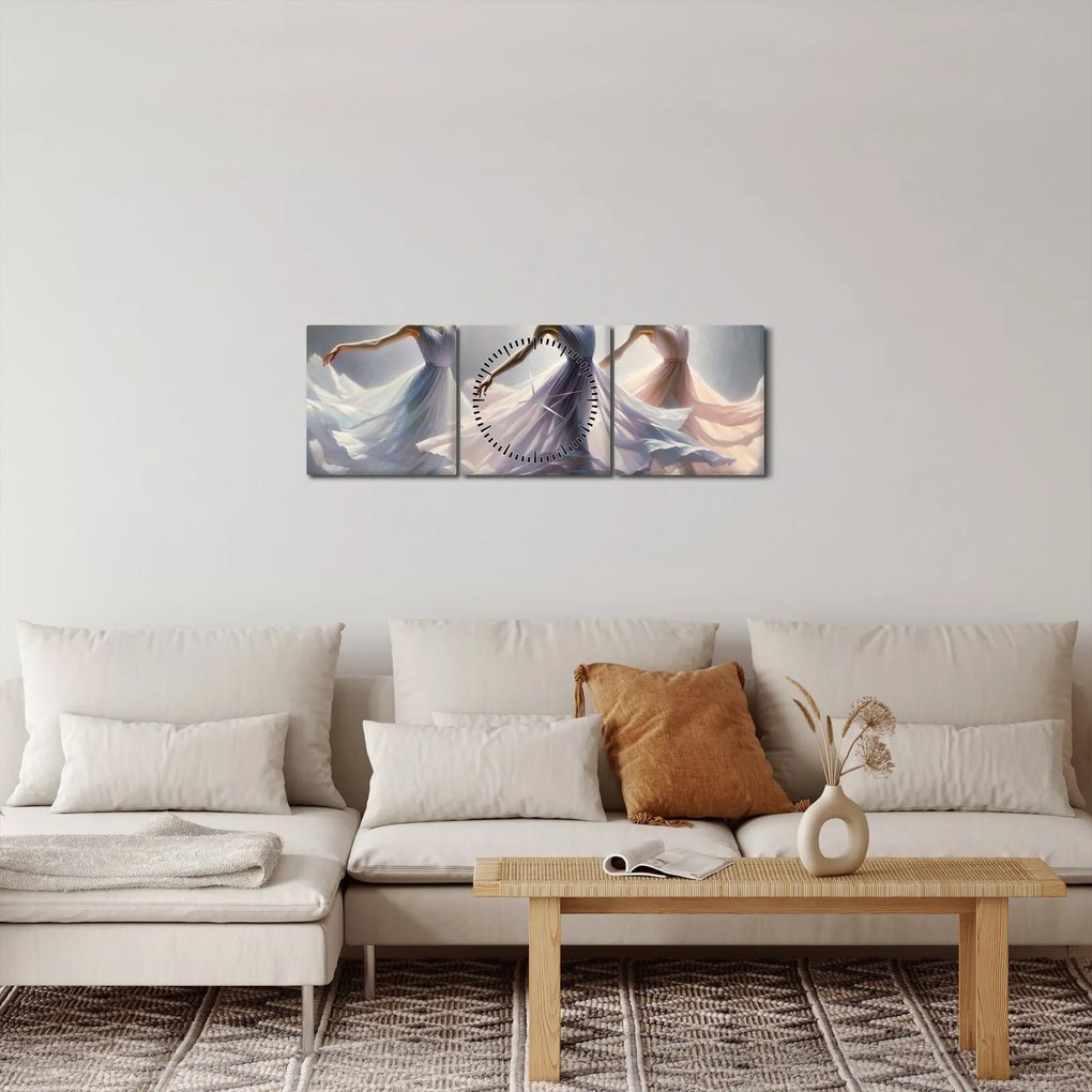 Obraz - Trzy baletki (z zegarem) (90x30 cm)
