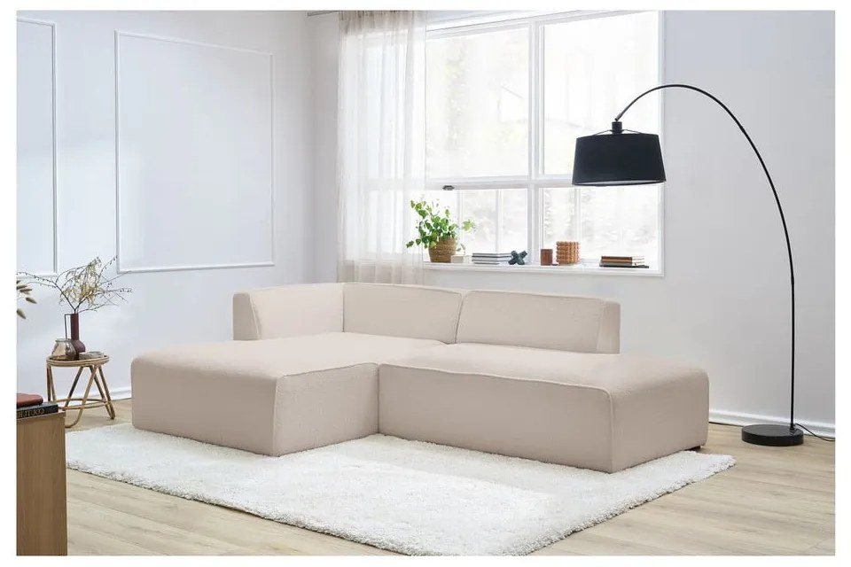 Beżowy narożnik modułowy z materiału bouclé (lewostronny/w kształcie litery L) Megeve – Bobochic Paris