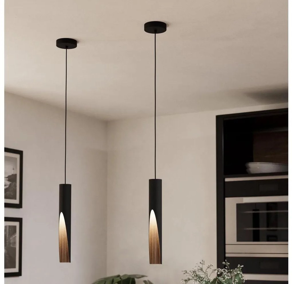Eglo 900874 - Lampa wisząca LED na przewodzie BARBOTTO 1xGU10/4,5W/230V czarna/brązowa