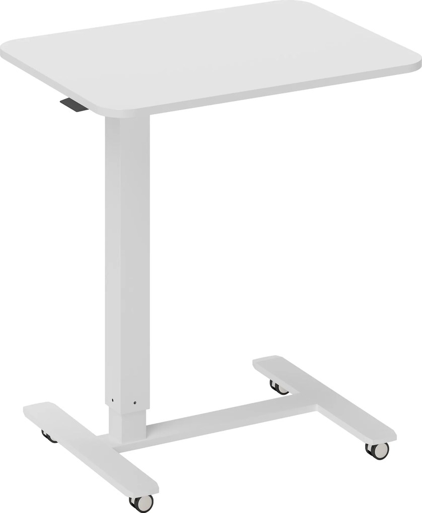 HOMCOM Biurko stojące z regulowaną wysokością na 4 kółkach w kształcie litery C, Białe, 65 cm x 48 cm x 70-110 cm