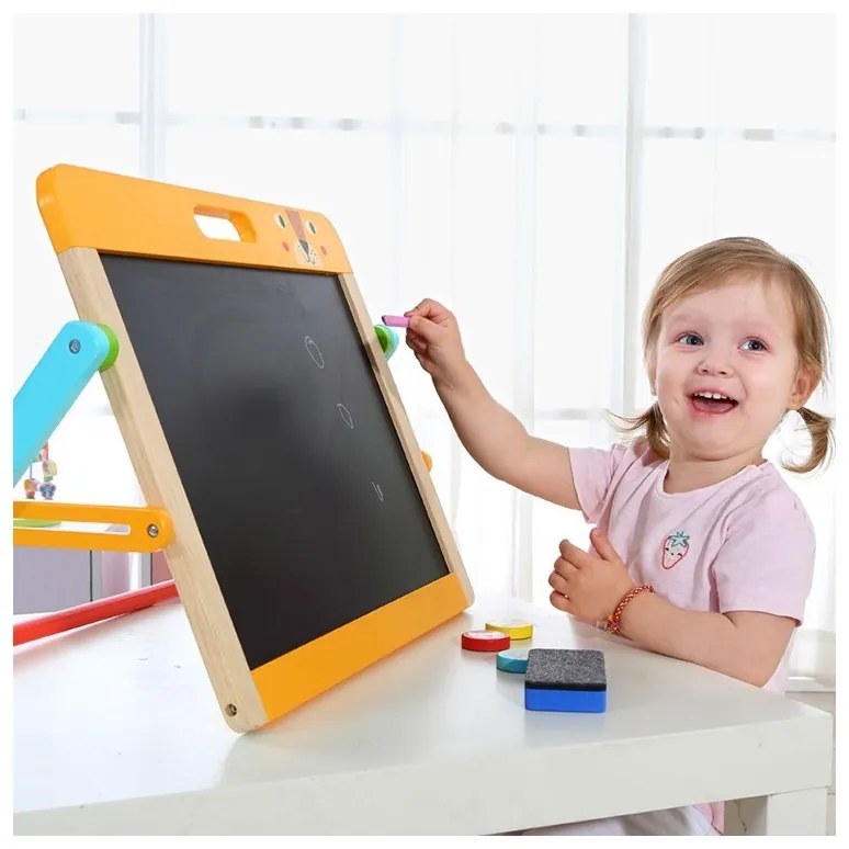Tooky toy tablica edukacyjna 2w1 magnetyczna kredowa dla dzieci magnesy gąbka 6 el.