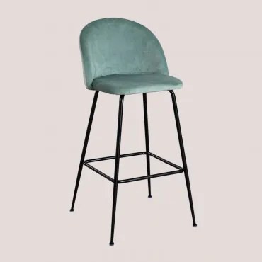 Wysoki Aksamitny Stołek Kana Design Negro & Verde Abeto & ↑75 Cm - Sklum