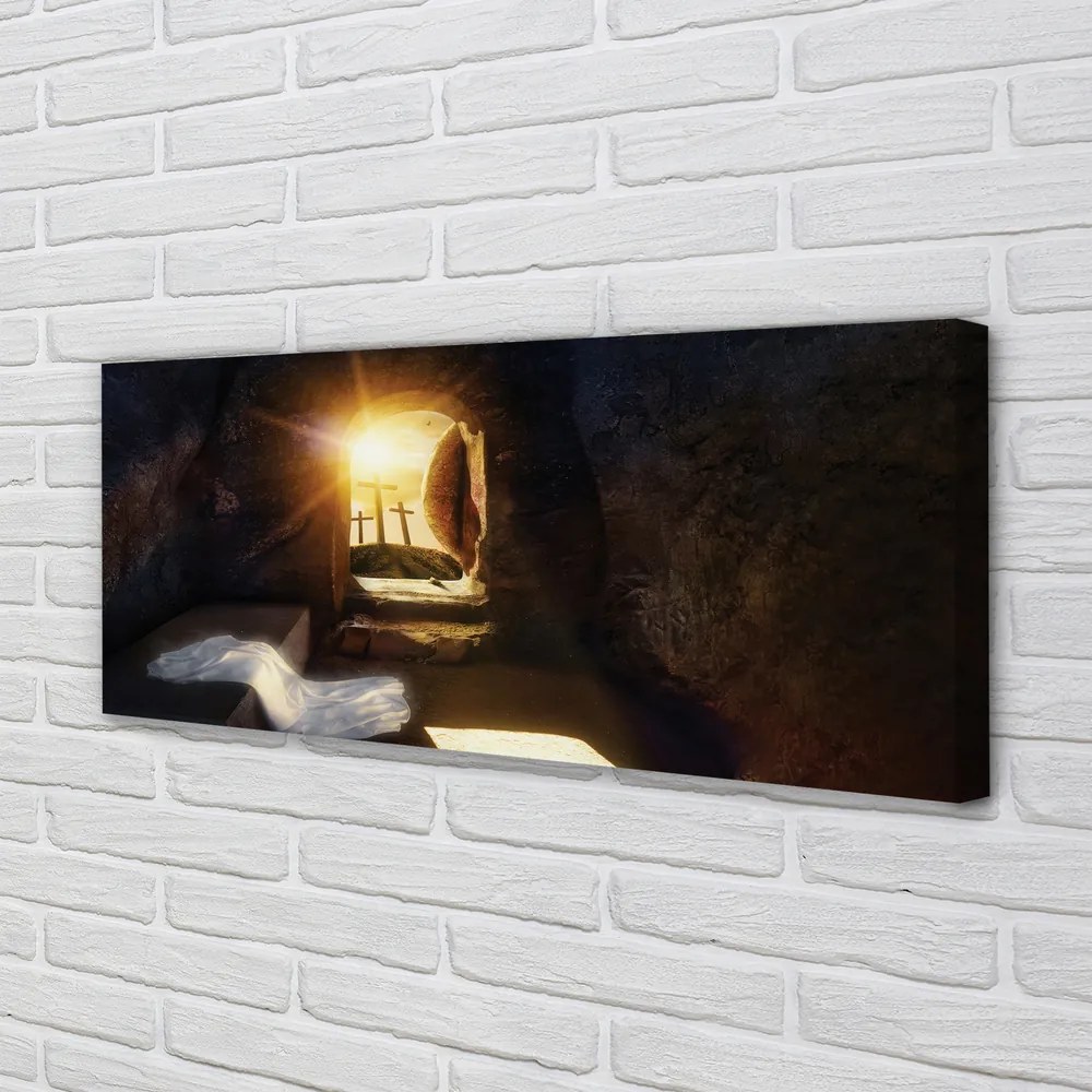 Duży obraz na płótnie Jaskinia, Krzyże i Słońce