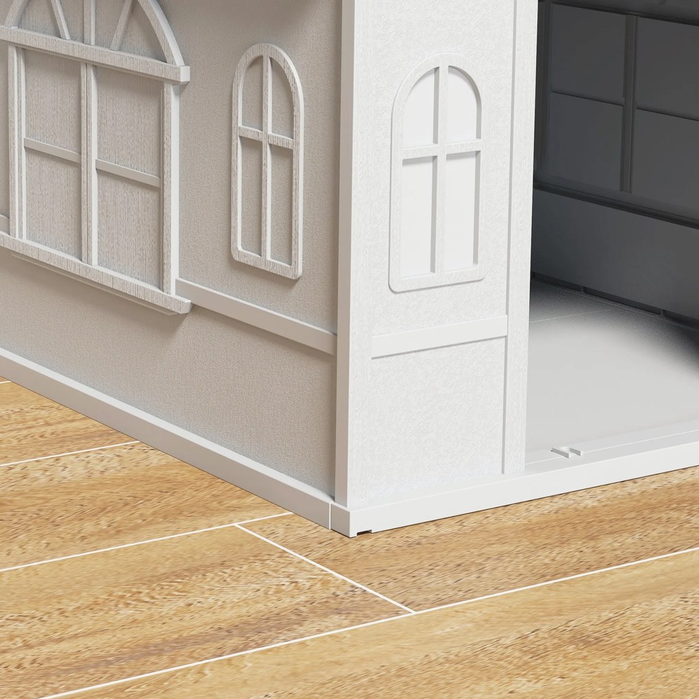 PawHut Buda dla psa z dachem dwuspadowym, odporna na warunki atmosferyczne, z tworzywa sztucznego, 65 x 75,7 x 63 cm, Szary