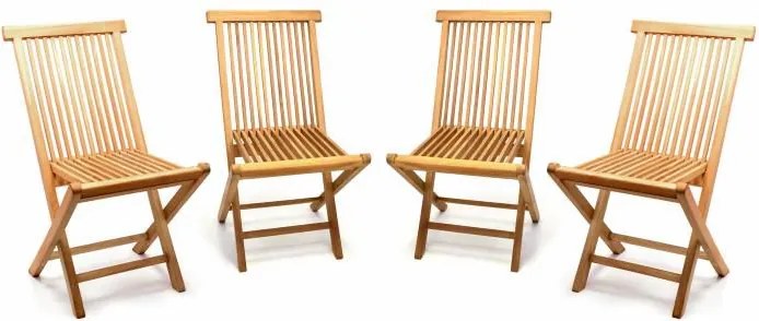 Zestaw 4 sztuk - krzesło ogrodowe DIVERO - drewno tekowe