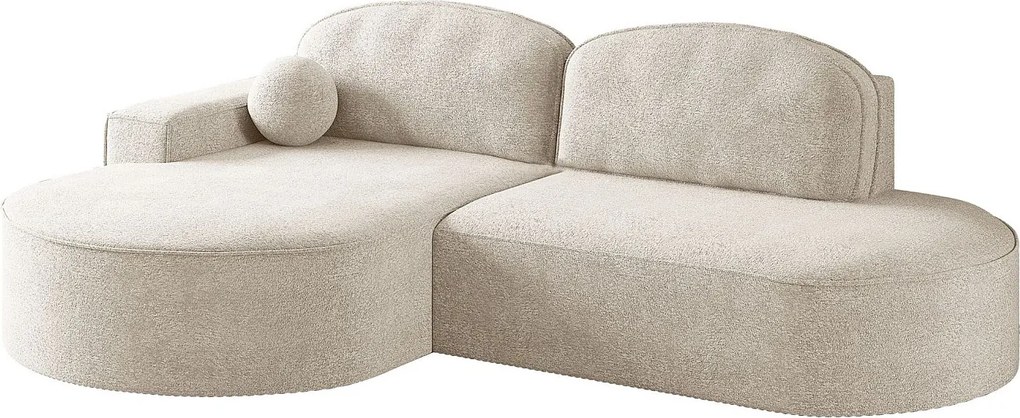 Narożnik z funkcją spania i pojemnikiem Modena Runden, tkanina Arena, Ecru, Lewy