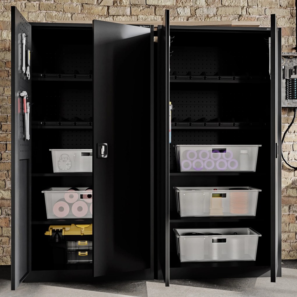 Szafa na narzędzia BRUNO, 920 x 1850 x 500 mm, All Black: czarna