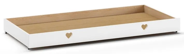 Białe łóżko dziecięce z litego drewna sosnowego w kształcie domku z wysuwanym łóżkiem ze schowkiem 90x200 cm AMORI – Vipack