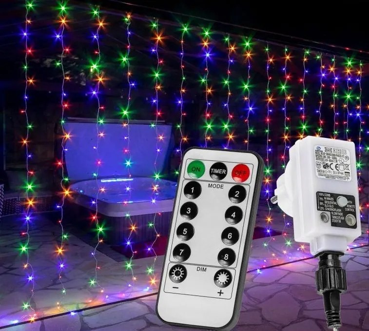 VOLTRONIC Świąteczna świetlna kurtyna 6x3m,600 LED, kolorowy