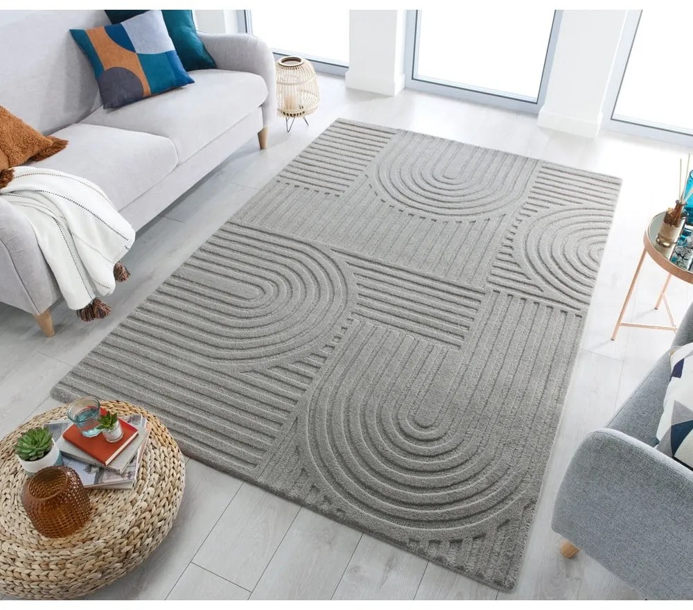 Szary dywan wełniany Flair Rugs Zen Garden, 160x230 cm