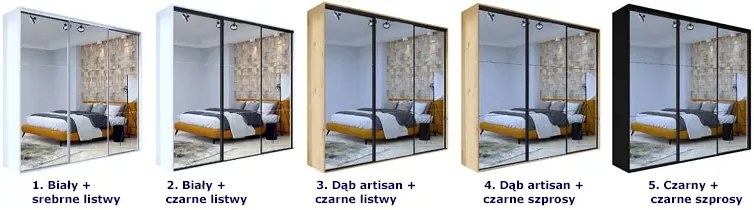 Szafa przesuwna dąb artisan + czarne listwy - Estori 7X