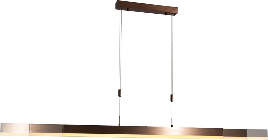 Nowoczesna regulowana lampa wisząca ciemny brąz ze ściemnialnym LED - Lamba