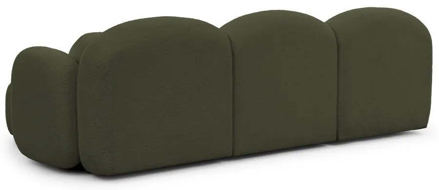 Zielony narożnik z materiału bouclé (prawostronny/z szezlongiem) Orbit – Ropez