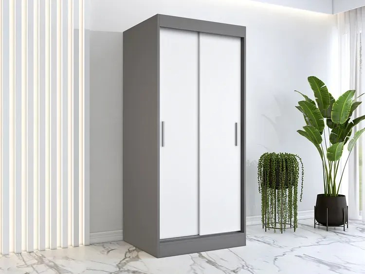 Szafa wolnostojąca przesuwna antracyt + biel T3-W38