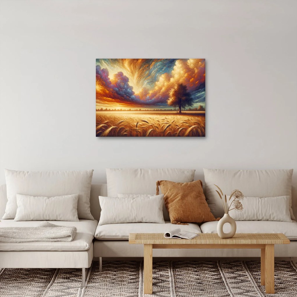 Obraz – Drzewo na polu (70x50 cm)