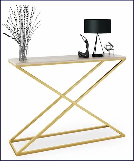 Konsola toaletka glamour złoty + dąb sonoma G4-E17