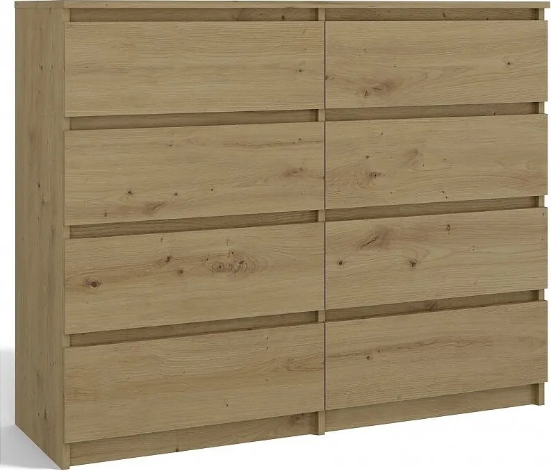 Komoda Malwa M8/120 | Dąb Artisan | 120x40x97 cm | 8 Szuflad