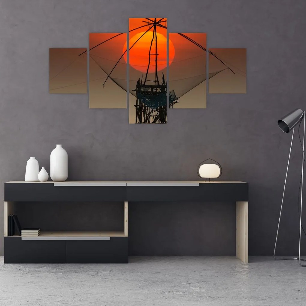 Obraz - Wschód słońca, jezioro Pakpra (125x70 cm)