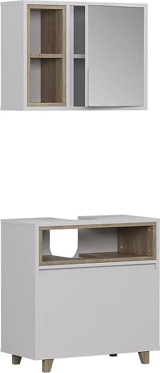 Zestaw mebli łazienkowych biały/dąb 60x30x61 elnor