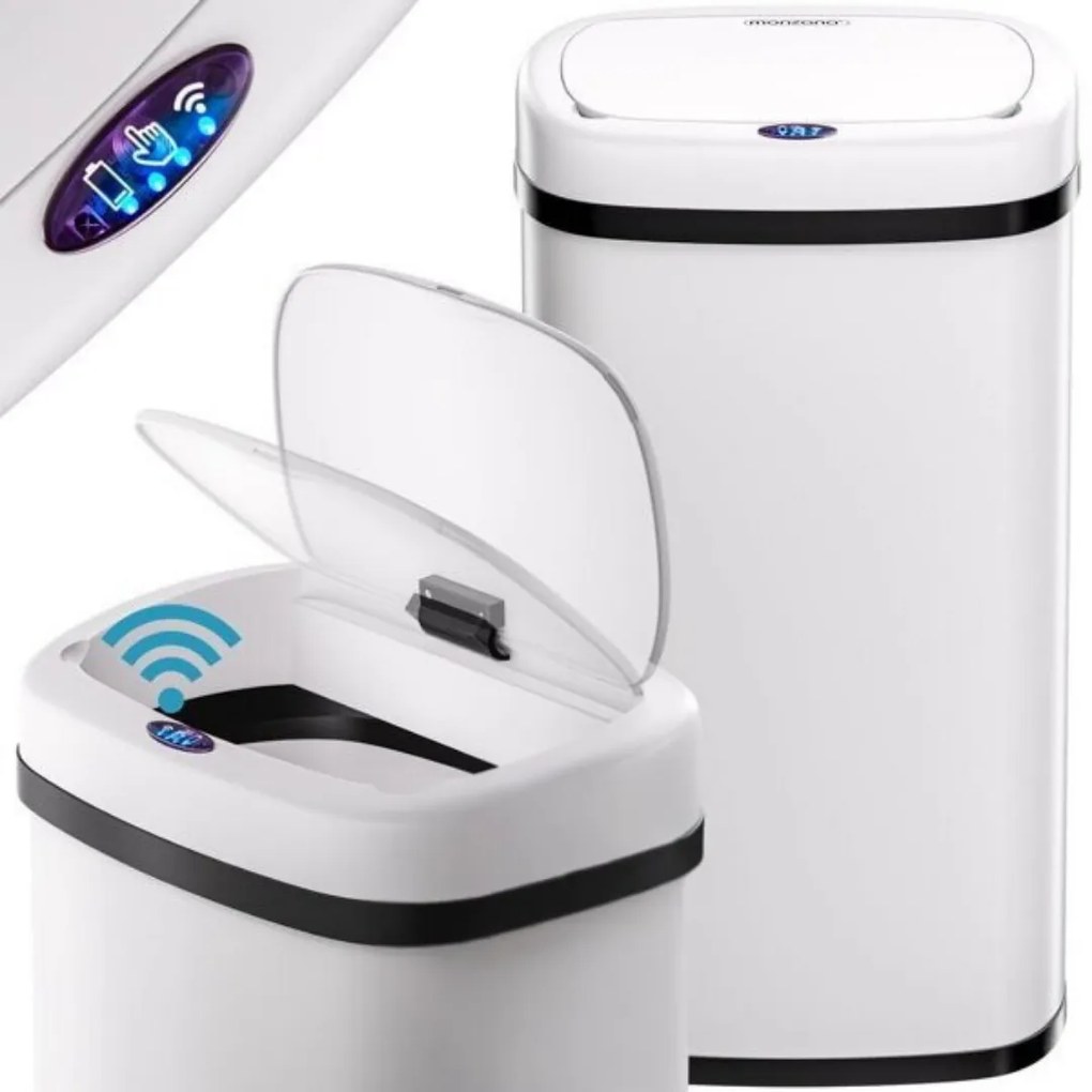 Kosz na śmieci DEUS z czujnikiem, 58 litrów, biała Jurhan