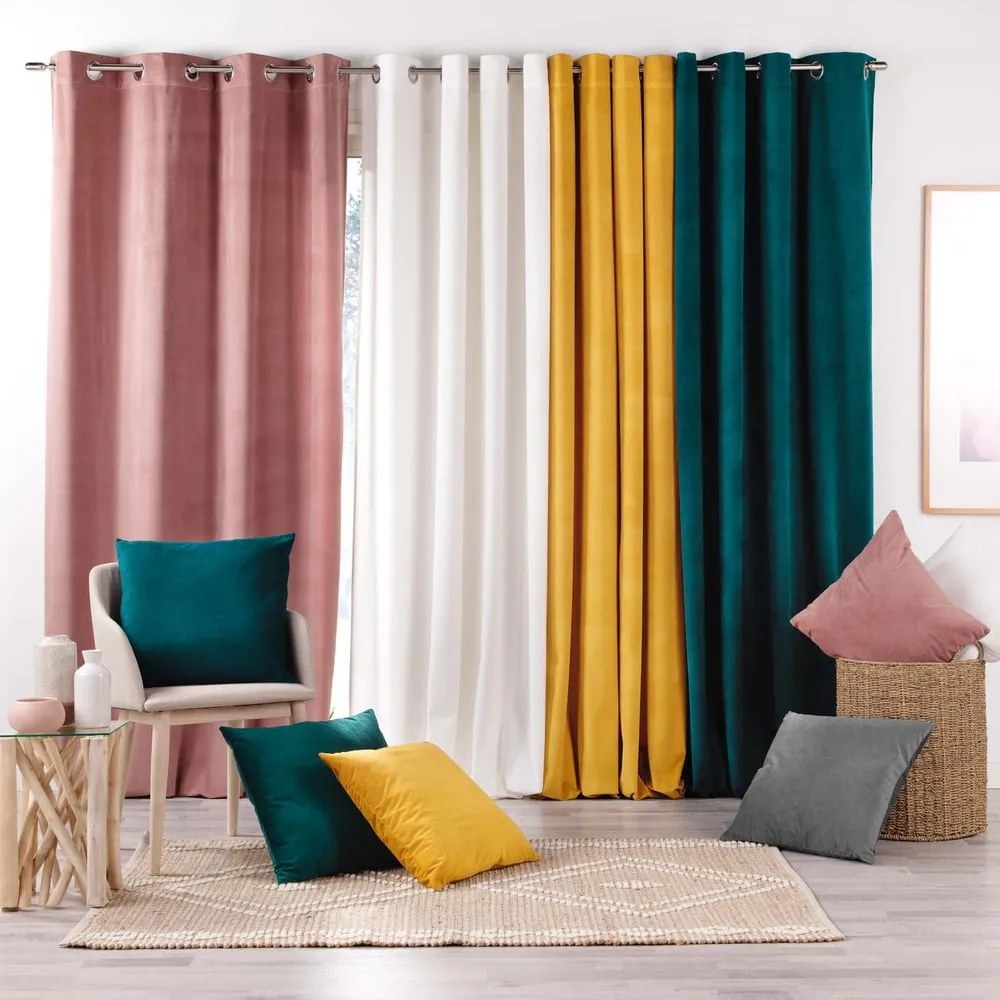 Biała aksamitna zasłona 140x260 cm Velouriane – douceur d'intérieur