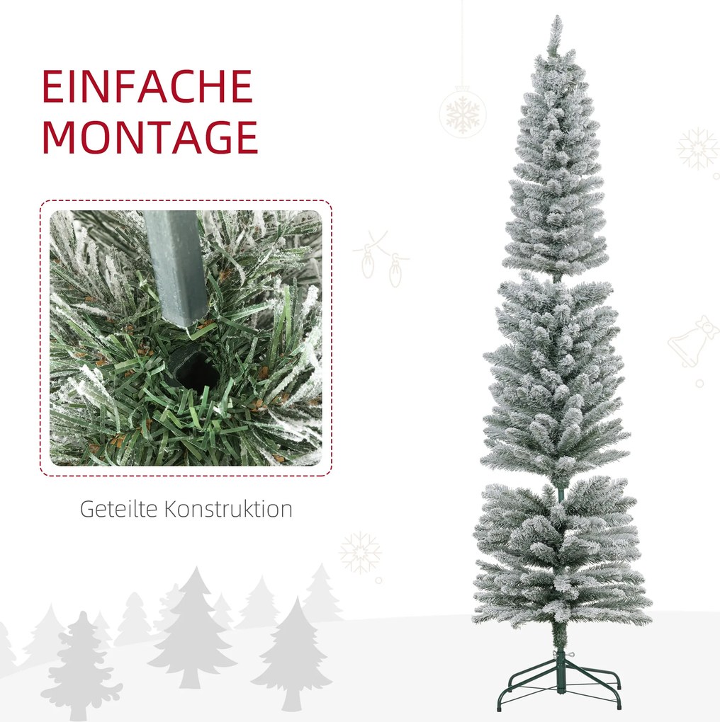 HOMCOM Choinka 210 cm, Girlanda LED, Sztuczne Gałęzie, Ognioodporne, Metalowa Podstawa, Zielony | Aosom PL