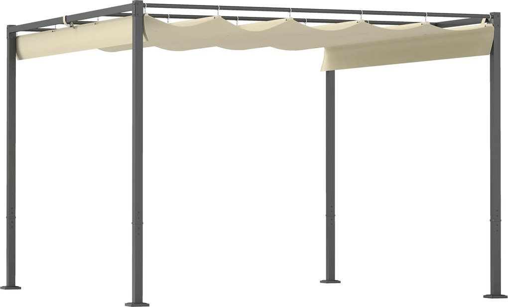 Outsunny Pergola Ogrodowa 3 x 3 m z Regulowanym Dachem, Pawilon, Baldachim na Taras, Ochrona UPF30+, Kolor Beżowy