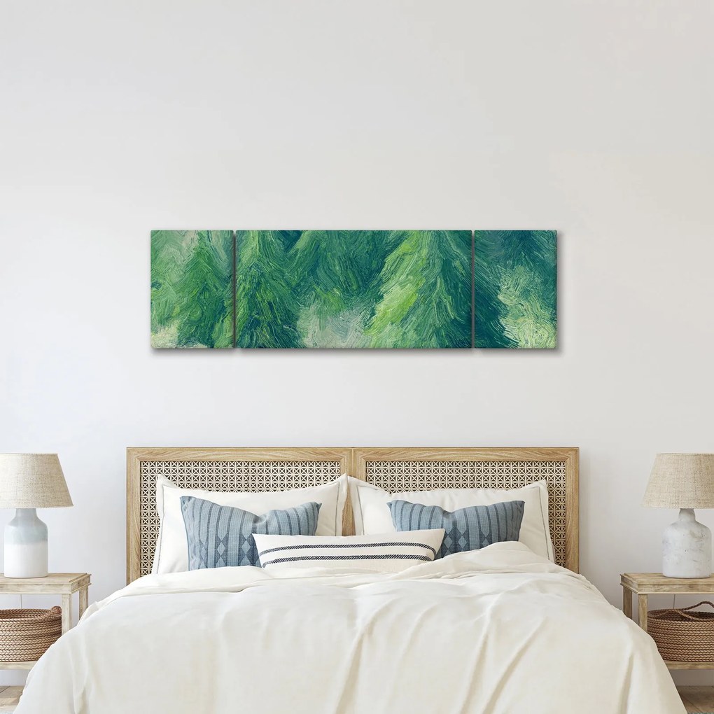 Obraz - Malowane drzewa iglaste (170x50 cm)
