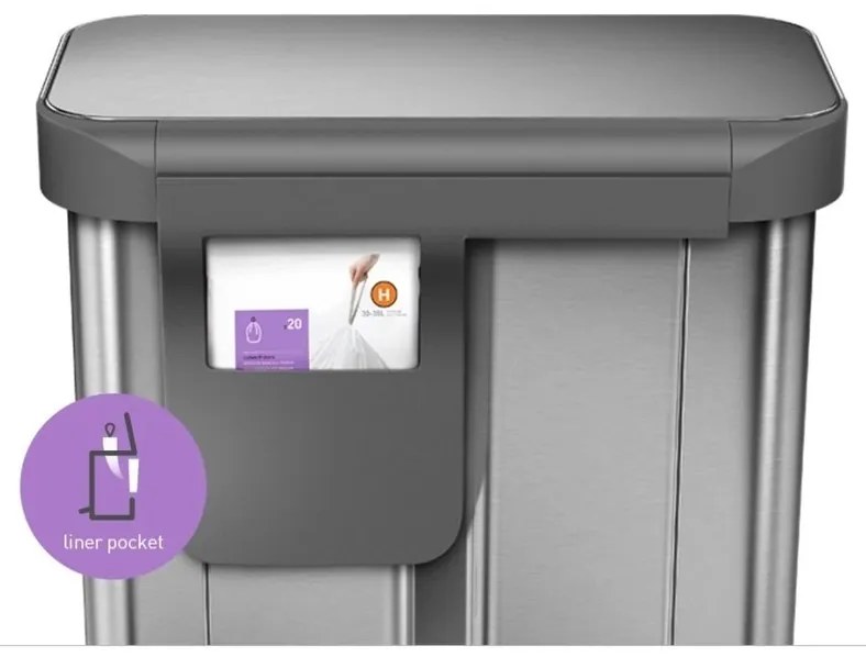 Simplehuman Kosz na śmieci z pedałem do segregacjiodpadów, 58 l, stal szczotkowana, FPP