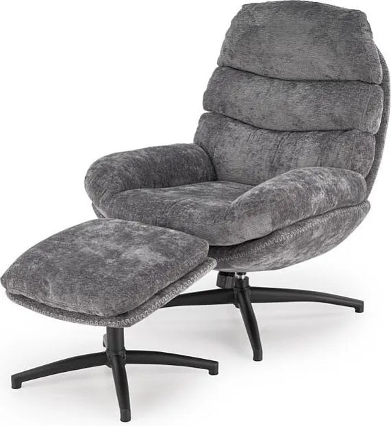 Fotel DARIO szary z podnóżkiem