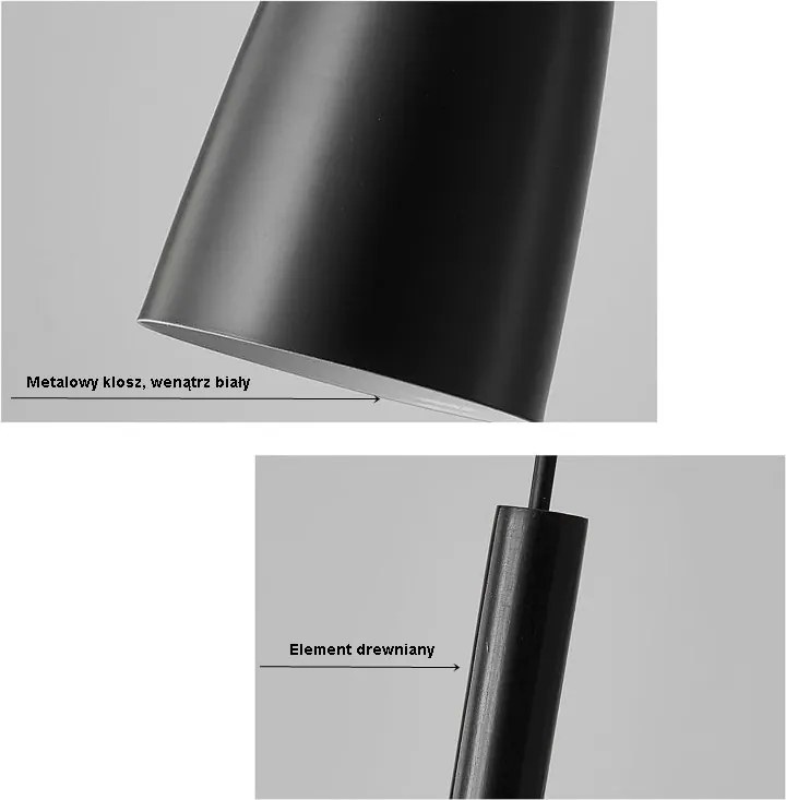 Lampa sufitowa metalowa z kloszem wiszącym AT22-3SZ-Czarna
