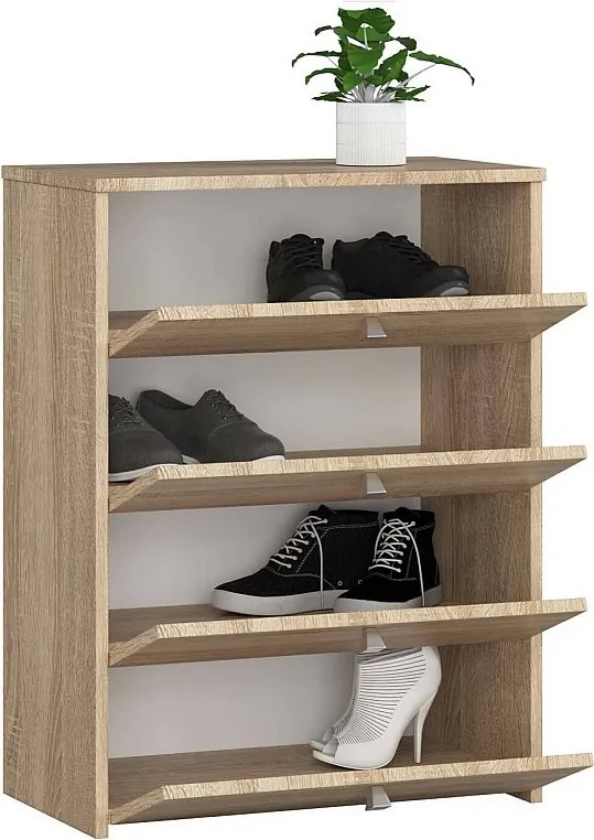 Szafka na buty AKORD Dąb Sonoma 60 cm 4 drzwi kolor Dąb Sonoma mat 4 półki 60x33x80 cm