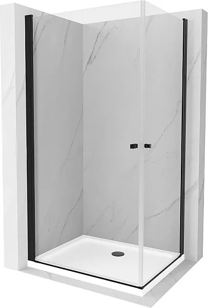 Mexen Pretoria Duo kabina prysznicowa uchylna 80 x 70 cm, transparent, czarna + brodzik Flat - 852-080-070-70-02-4010B