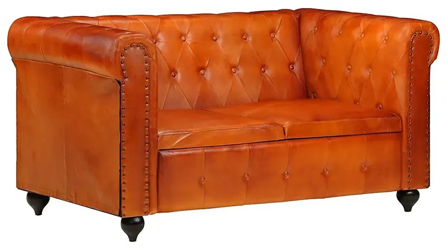 Skórzana 2-osobowa jasnobrązowa sofa w stylu Chesterfield - Clementine 2Q