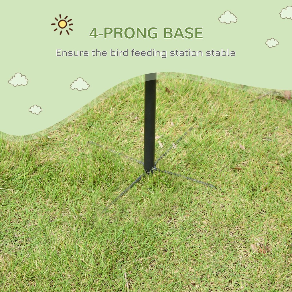 Stacja karmienia ptaków PawHut, zewnętrzny rozdzielacz pokarmu, 4 haczyki, Stal, Czarny