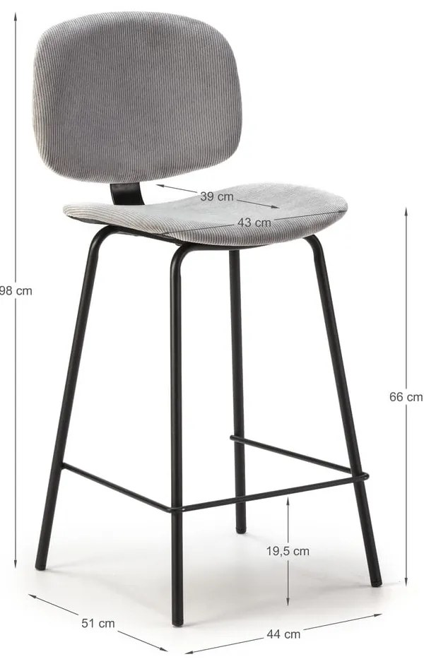 Jasnoszare hokery zestaw 2 szt. (wysokość siedziska 66 cm) Arus – Marckeric