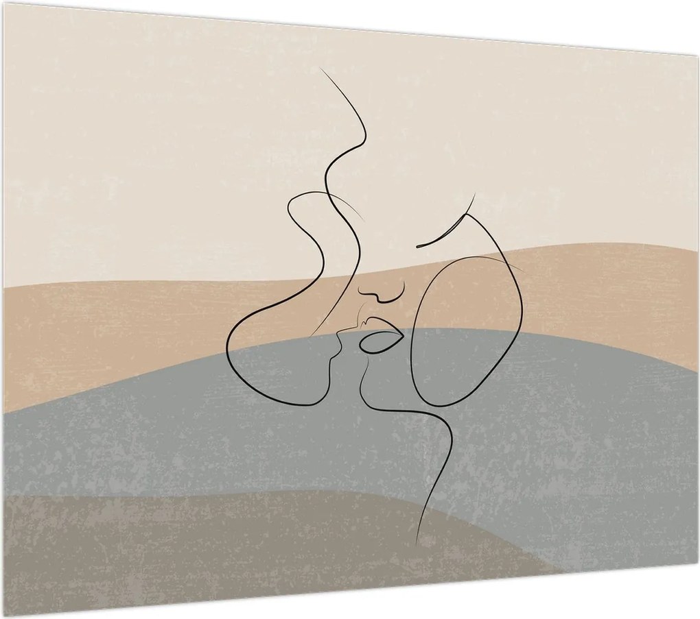 Obraz - Line art kiss (70x50 cm)