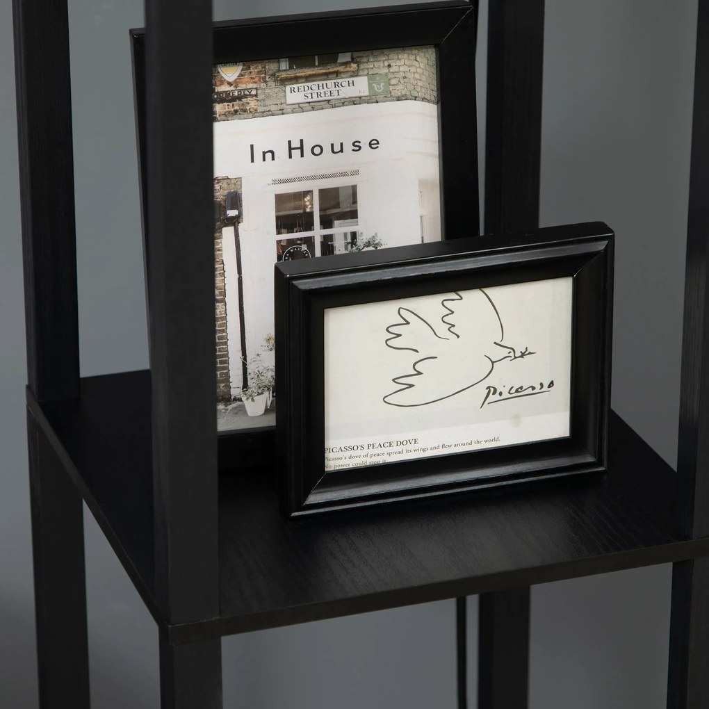 HOMCOM Nowoczesna Lampa Podłogowa z Półkami Przełącznik Łańcuszkowy Dekoracyjna Czarno Biała 26x26x156cm | Aosom PL