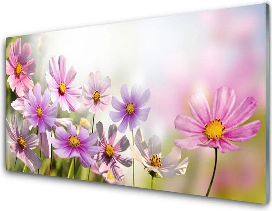 Dekor Szklany do Kuchni Dekoracyjny Motyw Kwiatowy