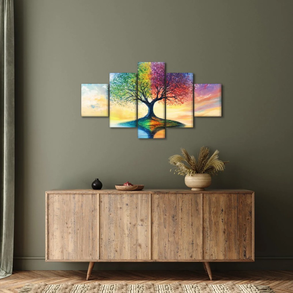 Obraz – Malowane drzewo czterech pór roku (125x70 cm)